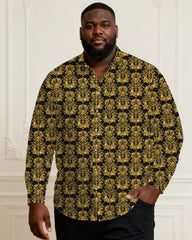 Men's Plus Size Black Baroque Glitter Sequin Long Sleeve Lap Shirt