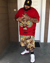 Big and Tall Men's Red Fan Pattern Set|Biggmans