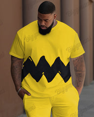 Men's Big and Tall Geometric Colorblock Print T-shirt Set