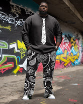 Men's Plus Size Paleys Flower Fun Suit Tie Design Print Long Sleeve T-Shirt Trousers Suit