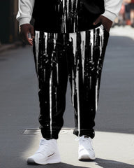 Men's Plus Size Skull Splash Ink Hoodie & Pants 2 Piece Tracksuit