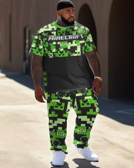 Men's plus size hip-hop style short-sleeved trousers two-piece set