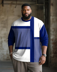 Big & Tall Men's Dot Strip Geometric Print Long Sleeve T-Shirt
