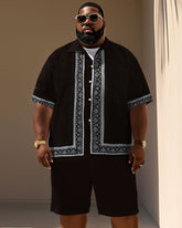 Men's Plus Size Simple Classical Pattern Printing Short Sleeve Shirt Shorts Suit
