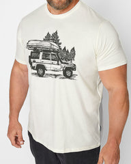 100% Cotton-White Corsage Print Men's Plus Size Short Sleeve T-Shirt