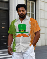 Men's Plus Size St. Patrick's Day Hat Short Sleeve Lasel Short Sleeve Shirt