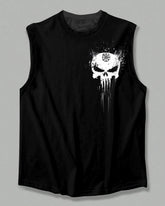 Men's Plus Size Viking Skull Ink Print Vest
