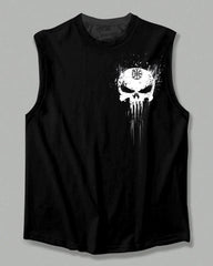 Men's Plus Size Viking Skull Ink Print Vest