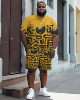 Simple Art Letter Personalized Print Large Men's Suit