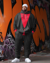 Men's Personalized Cosplay Plus Size Colorblock Hoodie Two-Piece Set