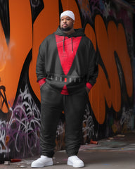 Men's Personalized Cosplay Plus Size Colorblock Hoodie Two-Piece Set