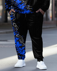 Men's Plus Size Abstract Color Block Graphic Hoodie Set of Two