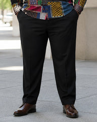 Big & Tall Men’s Retro Multicolor Patchwork Plaid Color-Block Printed Long-Sleeve Shirt And Pants Set
