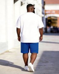 Big & Tall Men's Paris Tower PARIS Alphabet Print Round Neck Short Sleeve T-Shirt Shorts Set