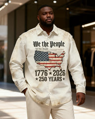 Big & Tall Men's We The People 250 Anniversary Vintage Printed Long Sleeve Shirt