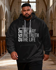 Big & Tall Men's JOHN 14:6 Scripture Letter Print Hoodie