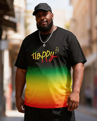 Big & Tall Men's Happy Gradient Reggae Color Print T-Shirt Pants Set