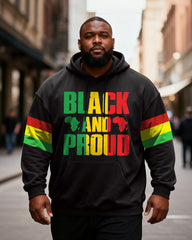 Big & Tall Men's "BLACK AND PROUD" Green, Yellow And Red Printed Hoodie
