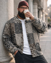 Big & Tall Men's Vintage Patchwork Paisley Knit Cardigan