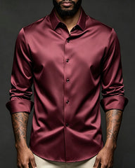 S-6XL Business Casual Solid Color Satin Shirt Non-iron