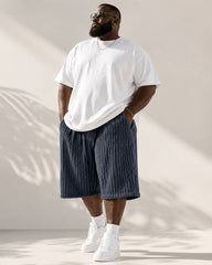 S-5XL Men's Corduroy Vertical Striped Shorts