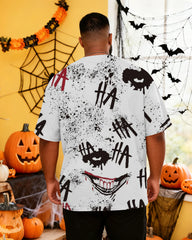 Big & Tall Men's Halloween Graffiti HA Letter Print Short Sleeve T-Shirt