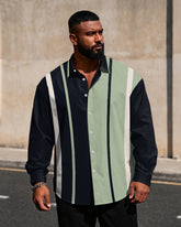 Big & Tall Men's Dark Green Black Contrast Print Long Sleeve Shirt