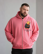 Big & Tall Men's Capybara Alphabet Print Cardigan Hoodie