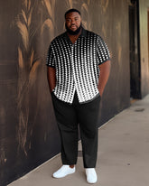 Big Guys Black Plaid Short Sleeve Two Piece Walking Set