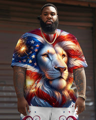 Men's Big and Tall Independence Day Flag Lion Print Set