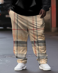 Big & Tall Men's Striped Plaid Brown Bear Hoodie Set of Two