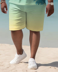 Men's Plus Size Holiday Printed Short Sleeve Pol Shirt Shorts Suit