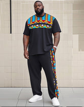 Big Boy Impression Totem Print Short Sleeve Trousers Suit