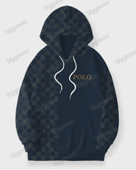 Men's Casual Blue Pattern Letter Print Big Size Hoodie Set