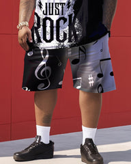 Rock Guitar Print Men's Large Size Suit