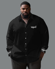 Chest Cuff Embroidered Lapel Long Sleeve Shirt Big Men's
