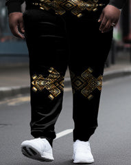 Men's Big & Tall 2 Piece Tracksuit Retro Viking Style Hoodie Set