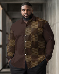 Men's Big & Tall Geometric Block Mosaic Casual Long Sleeve Shirt