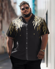 Business Simple Feather Pattern Men's Short Sleeve Shirt