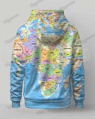 Men's Fun Map Prints Plus Size Hoodie Suit