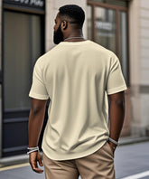 Men's Plus Size Casual Daily Yellow Plaid Letter Print Henry Collar Button Short Sleeve T-Shirt