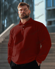 Big Guys Solid Color Long Sleeve Polo Shirt