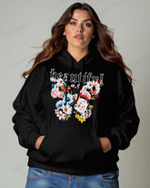 Cotton-Beautiful Floral Abstract Butterfly Pattern Loose Oversized Women's Hoodie