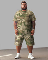 Men's Plus Size Simple Camouflage T-shirt Shorts Suit