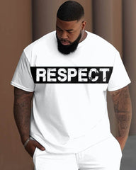 Men's Big & Tall Simple Patchwork Letter Printed T-shirt Pants Set