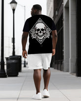Romance Till Death Casual Big & Tall Men's Skull Back Print Short Sleeve T-shirt 2-Piece Set