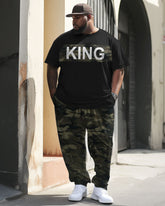 Big Men's Retro Street King Camouflage Hip-Hop Casual Two-Piece Set
