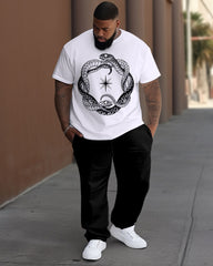 Men's Plus Size Street Fashion Snake Print T-Shirt Trousers Suit