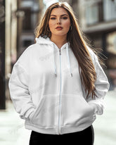 Women's Big and Tall Fashion Solid Color Casual Long Sleeve Zipper Hoodie