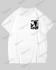 Couple's Signature Chest Flower T-Shirt Pants Suit Large